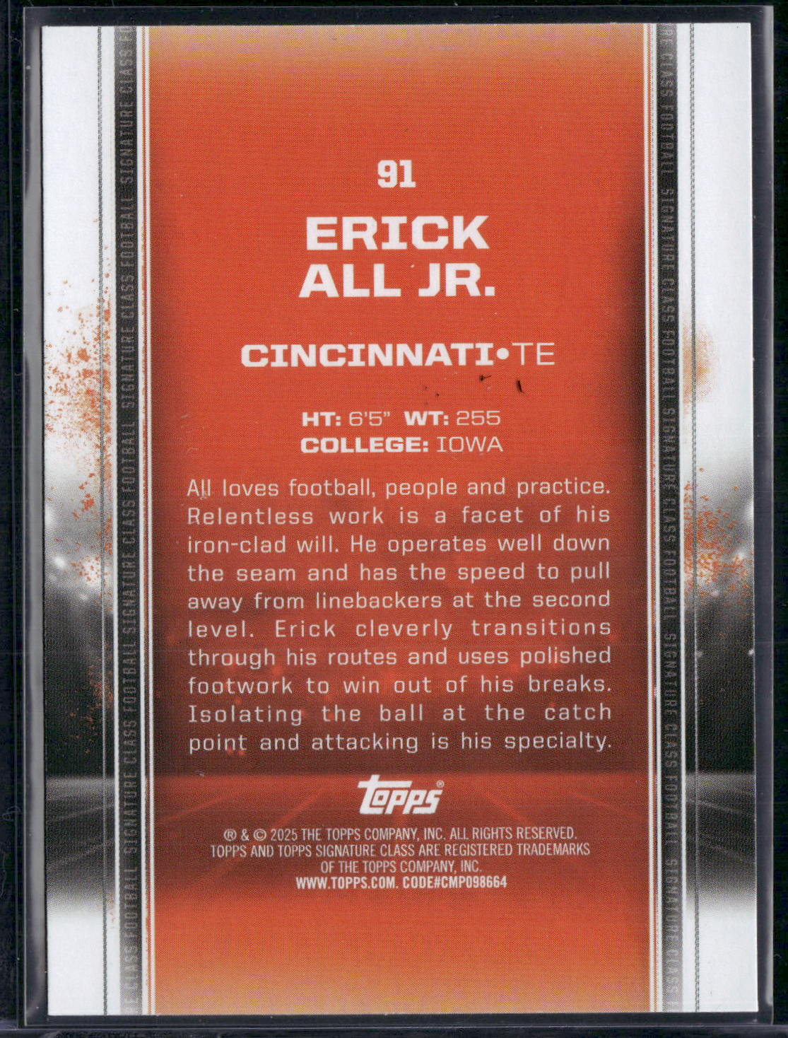 2024 Topps Signature Class ERICK ALL JR. #91 Rookie Card RC