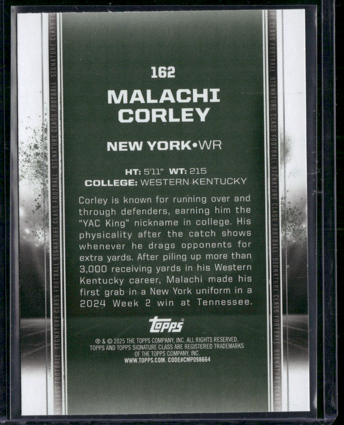 2024 Topps Signature Class MALACHI CORLEY #162 Rookie Card RC