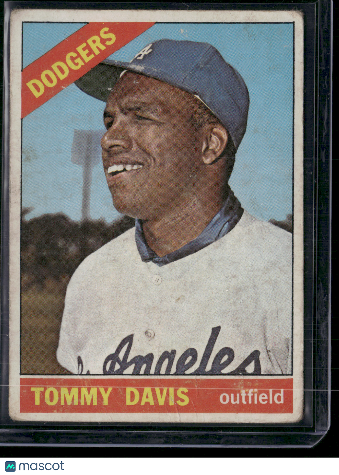 1966 Topps TOMMY DAVIS #75 Wax Stains Light Wrinkles (VG)