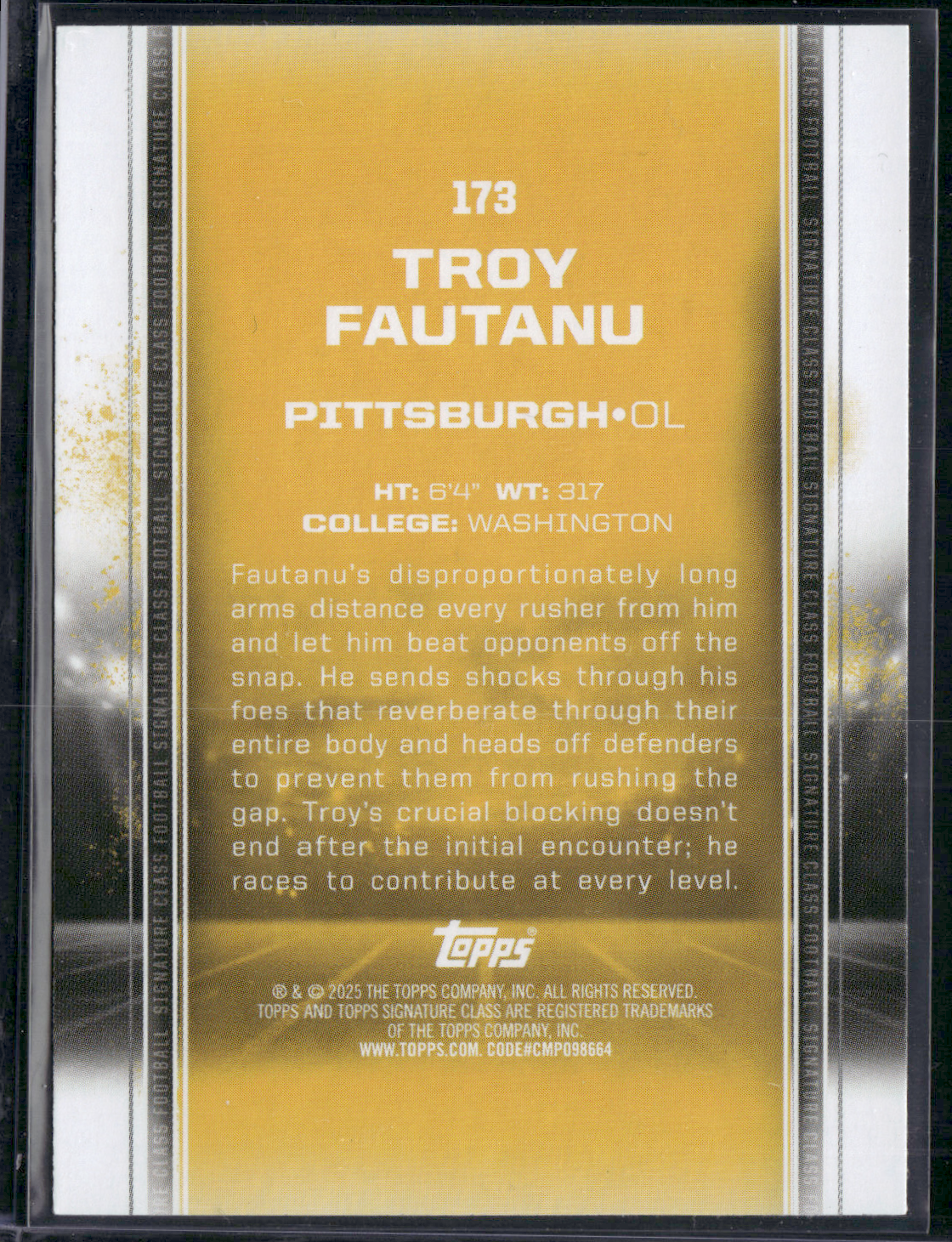 2024 Topps Signature Class TROY FAUTANU #173 COLORFUL Rookie Card RC