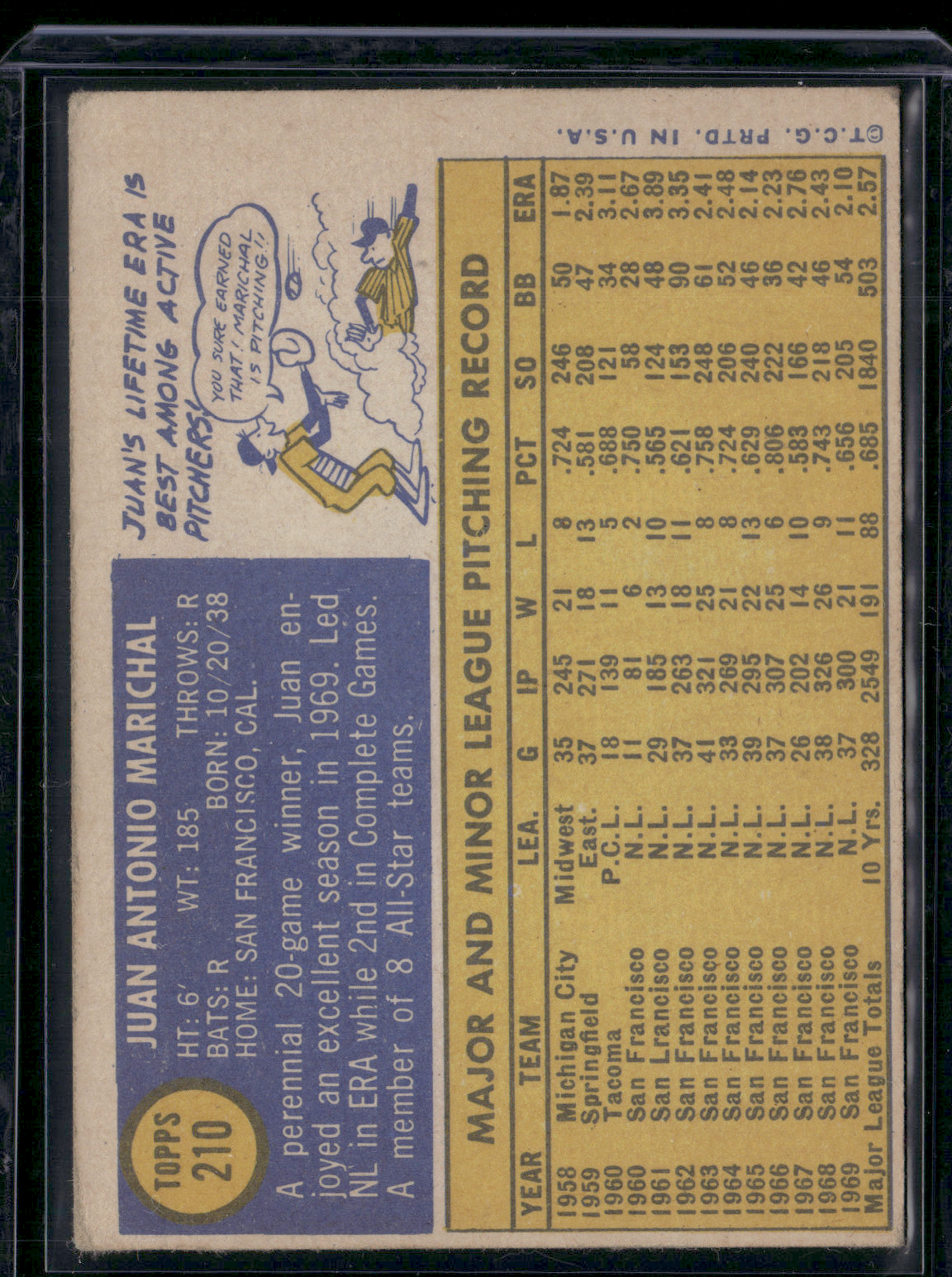 1970 Topps JUAN MARICHAL #210