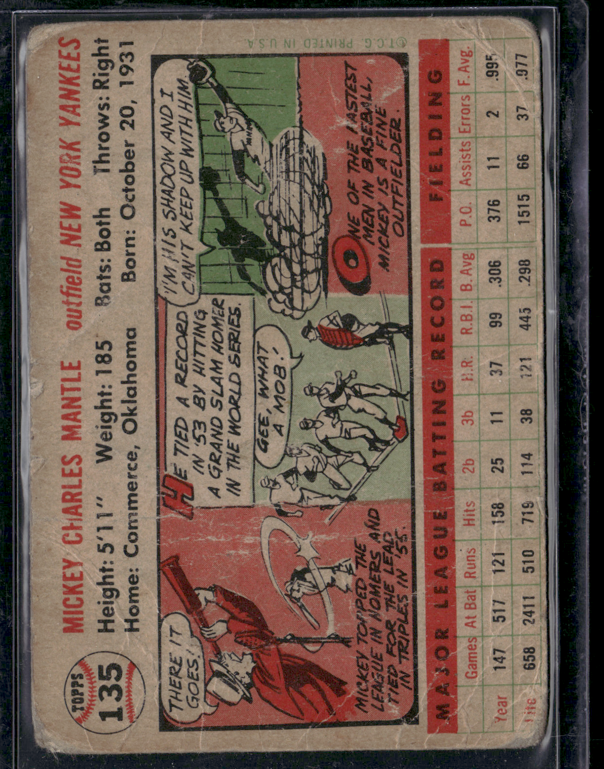 1956 Topps MICKEY MANTLE #135