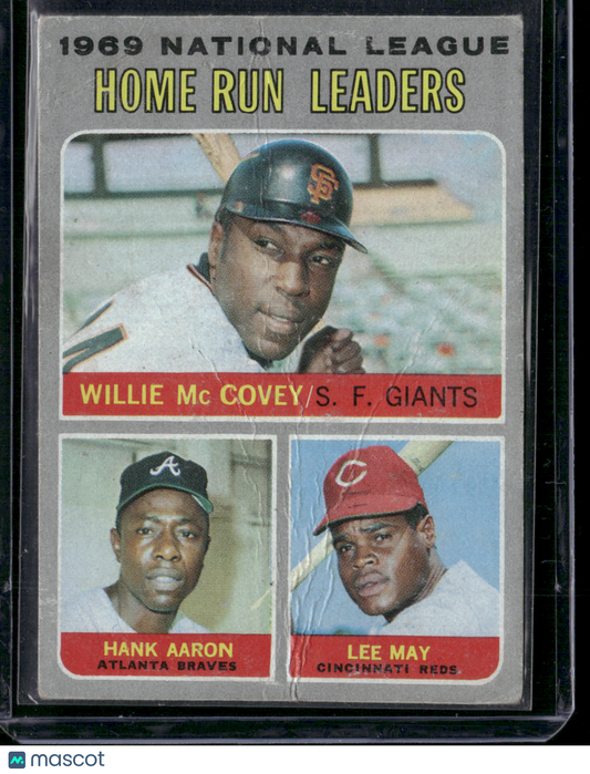 1970 Topps WILLIE MCCOVEY/HANK AARON/LEE MAY #65 NL Home Run Leaders