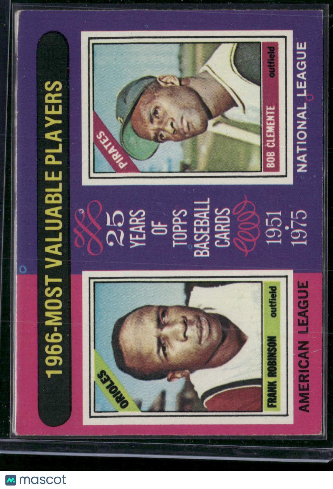 1975 Topps ROBERTO CLEMENTE/FRANK ROBINSON #204 1966 MVP's Wrinkle (VG)