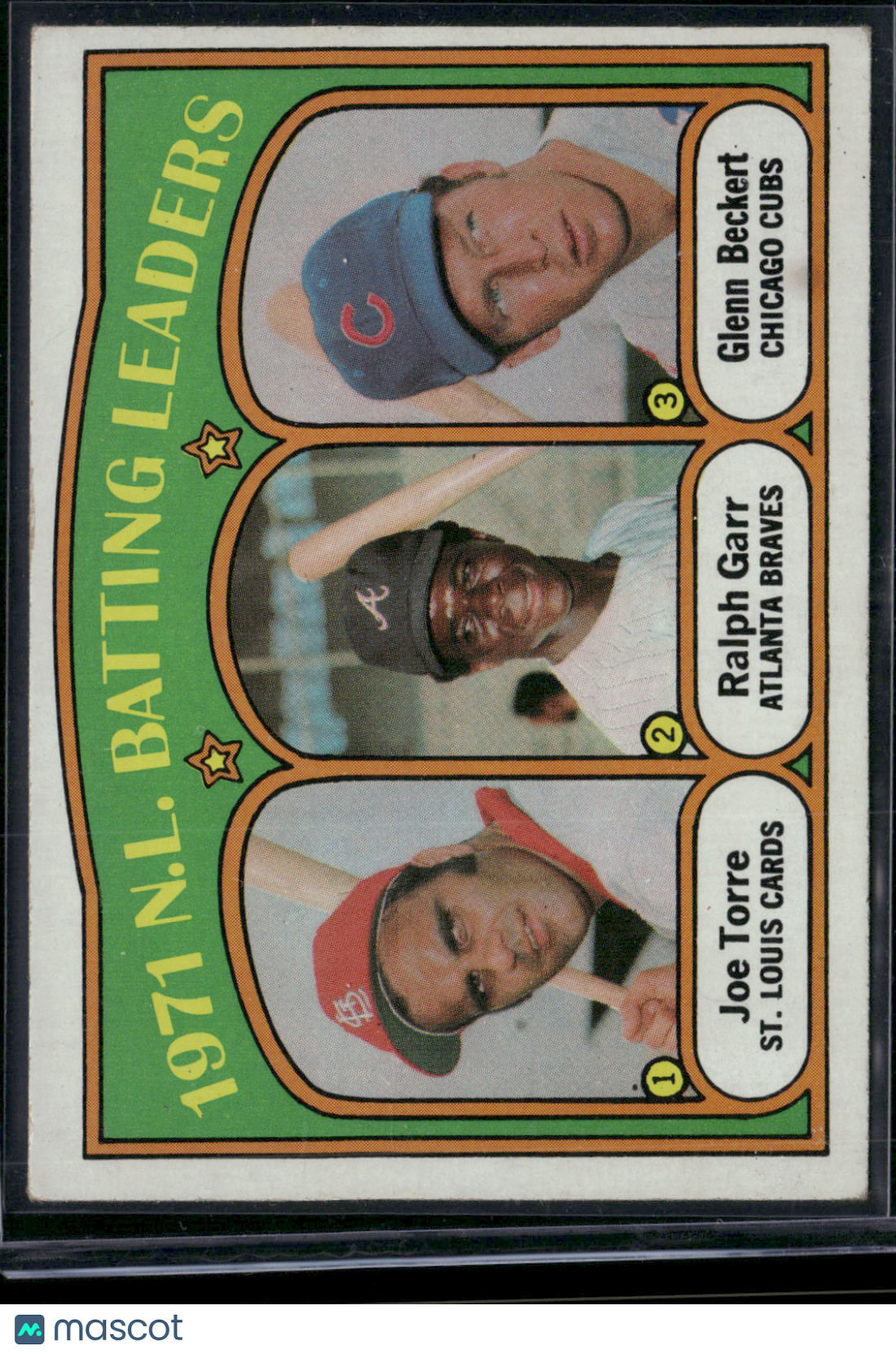 1972 Topps JOE TORRE/RALPH GARR/GLENN BECKERT #85 1971 NL Batting Leaders (VG)
