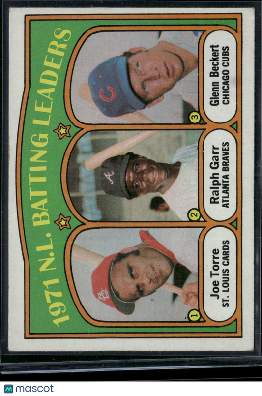 1972 Topps JOE TORRE/RALPH GARR/GLENN BECKERT #85 1971 NL Batting Leaders (VG)