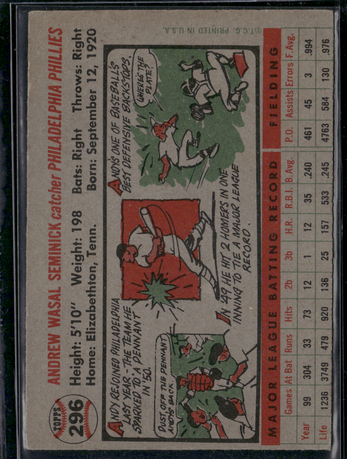1956 Topps ANDY SEMINICK #296