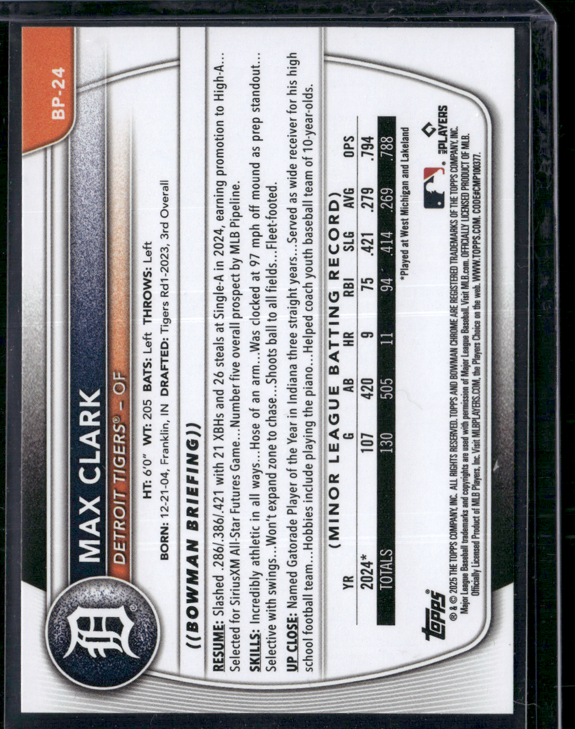 2025 Bowman MAX CLARK #BP-24