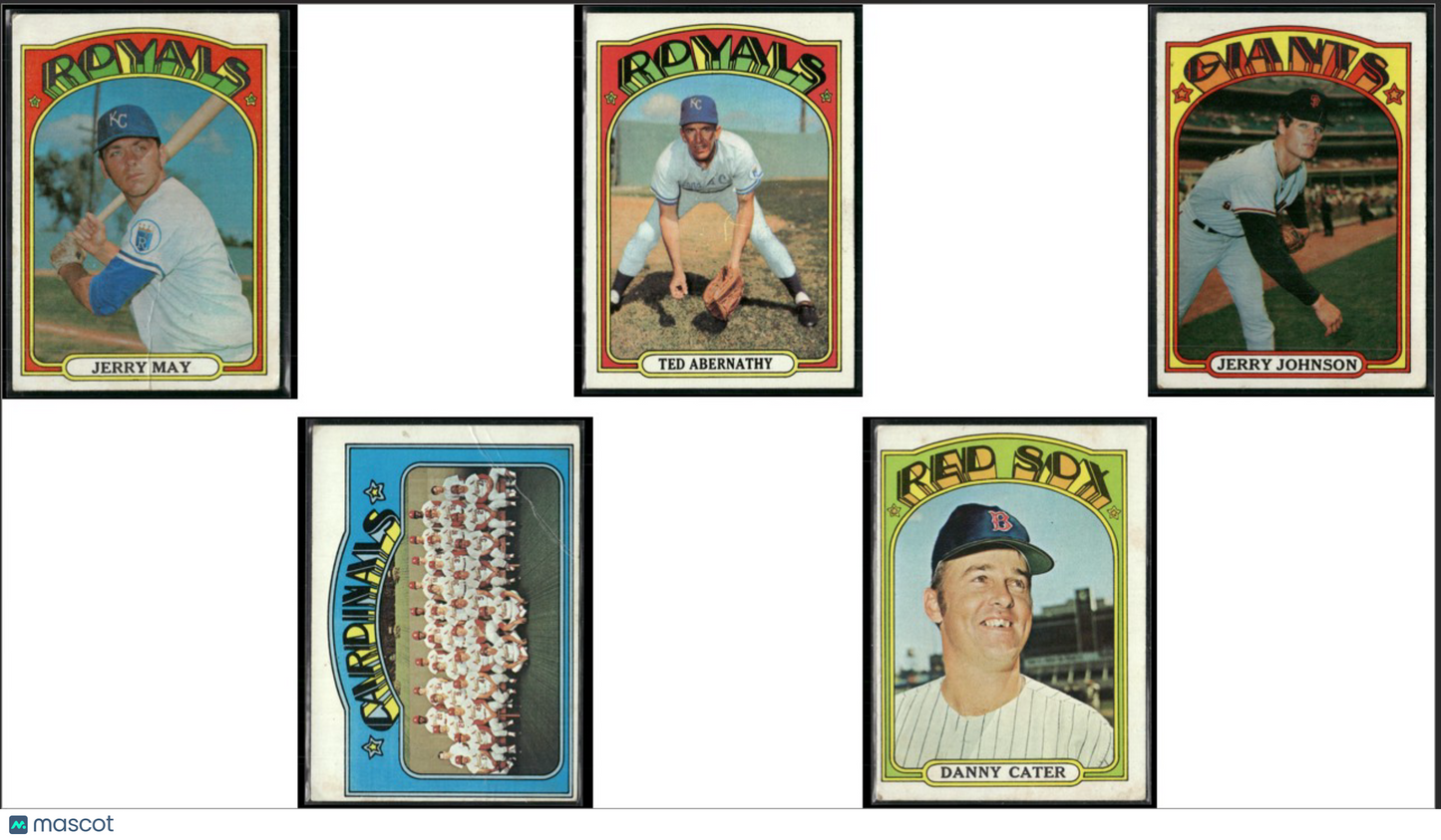 1972 Topps 5 ~ CARDLOT Jerry May/Danny Cater (Good-VG)