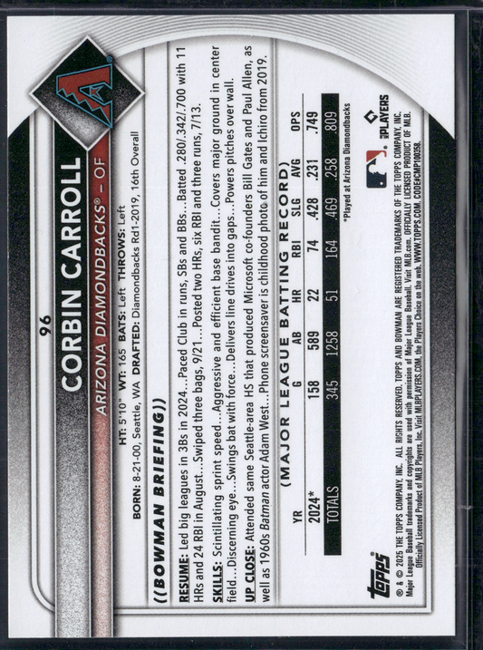 2025 Bowman CORBIN CARROLL #96