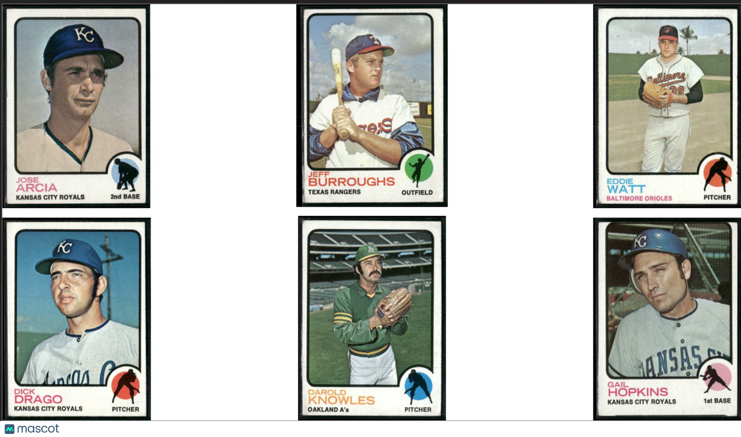 1973 Topps 6 ~ CARDLOT Jose Arcia/Gail Hopkins (VG-VG/EX)