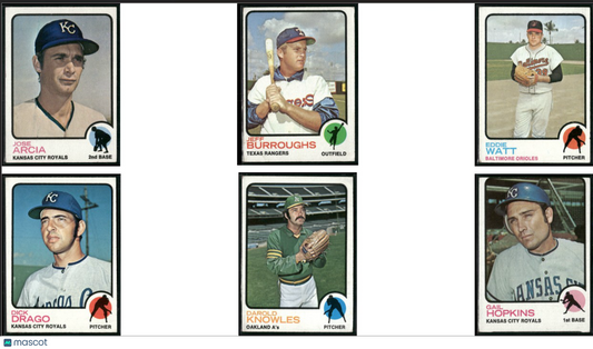 1973 Topps 6 ~ CARDLOT Jose Arcia/Gail Hopkins (VG-VG/EX)