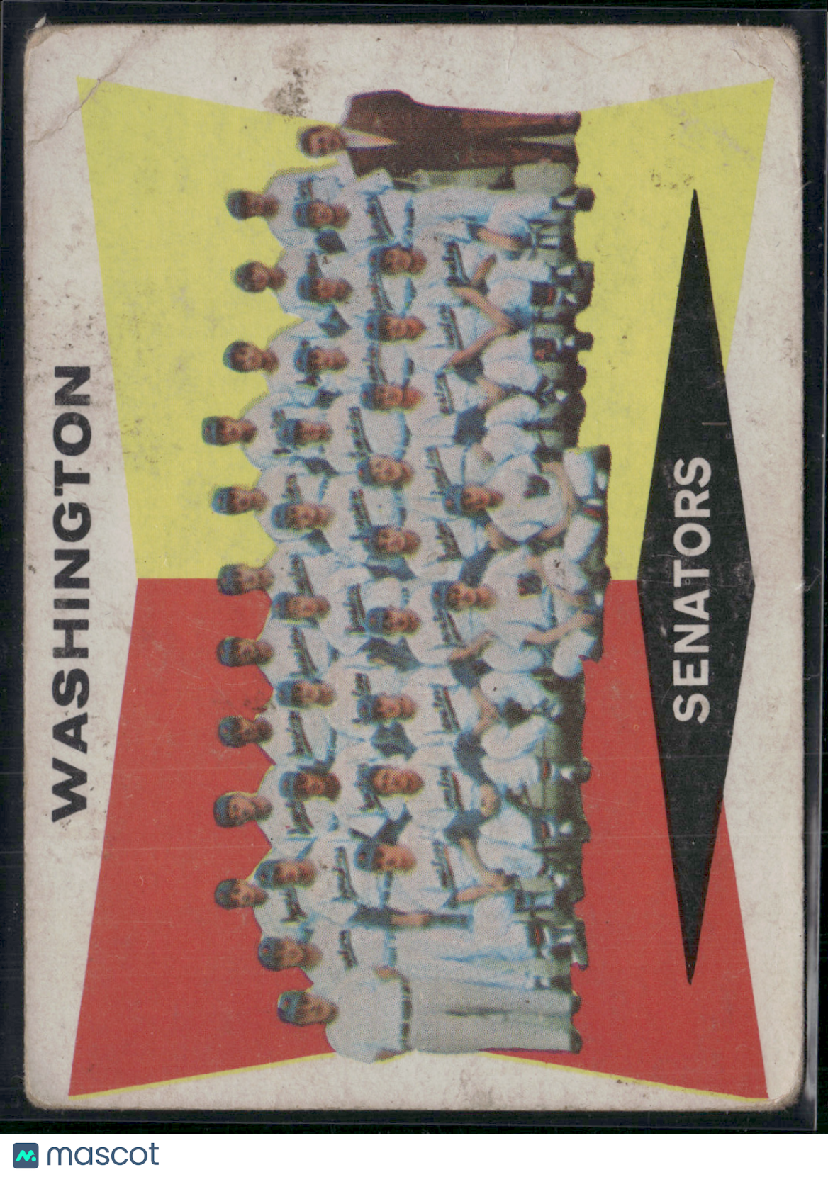 1960 Topps WASHINGTON SENATORS #43 Ink filled back Staining Light Wrinkles (VG)
