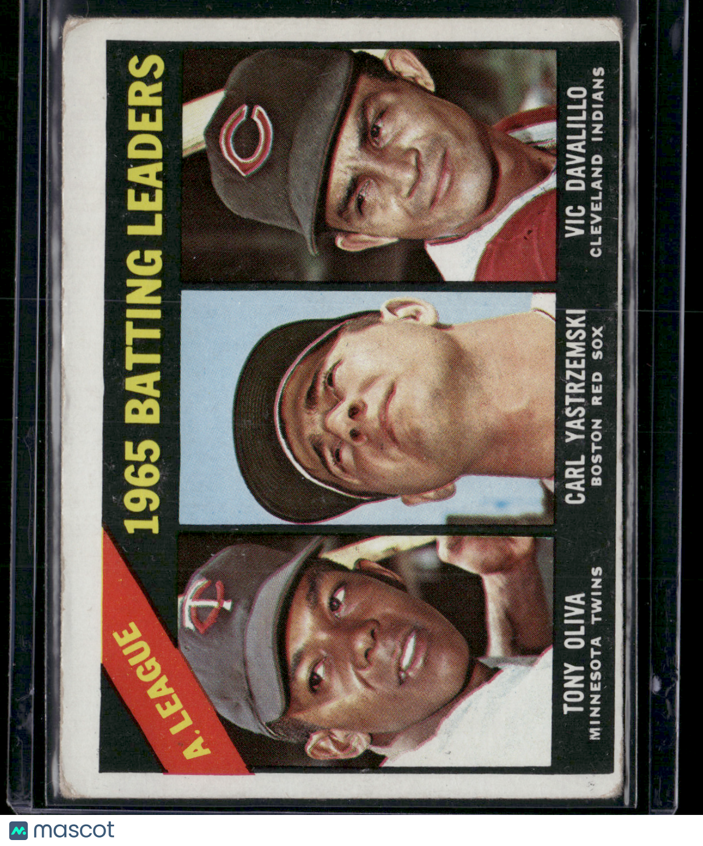 1966 Topps TONY OLIVA/CARL YASTRZEMSKI/VIC DAVALILLO #216 1965 AL BattingLeaders