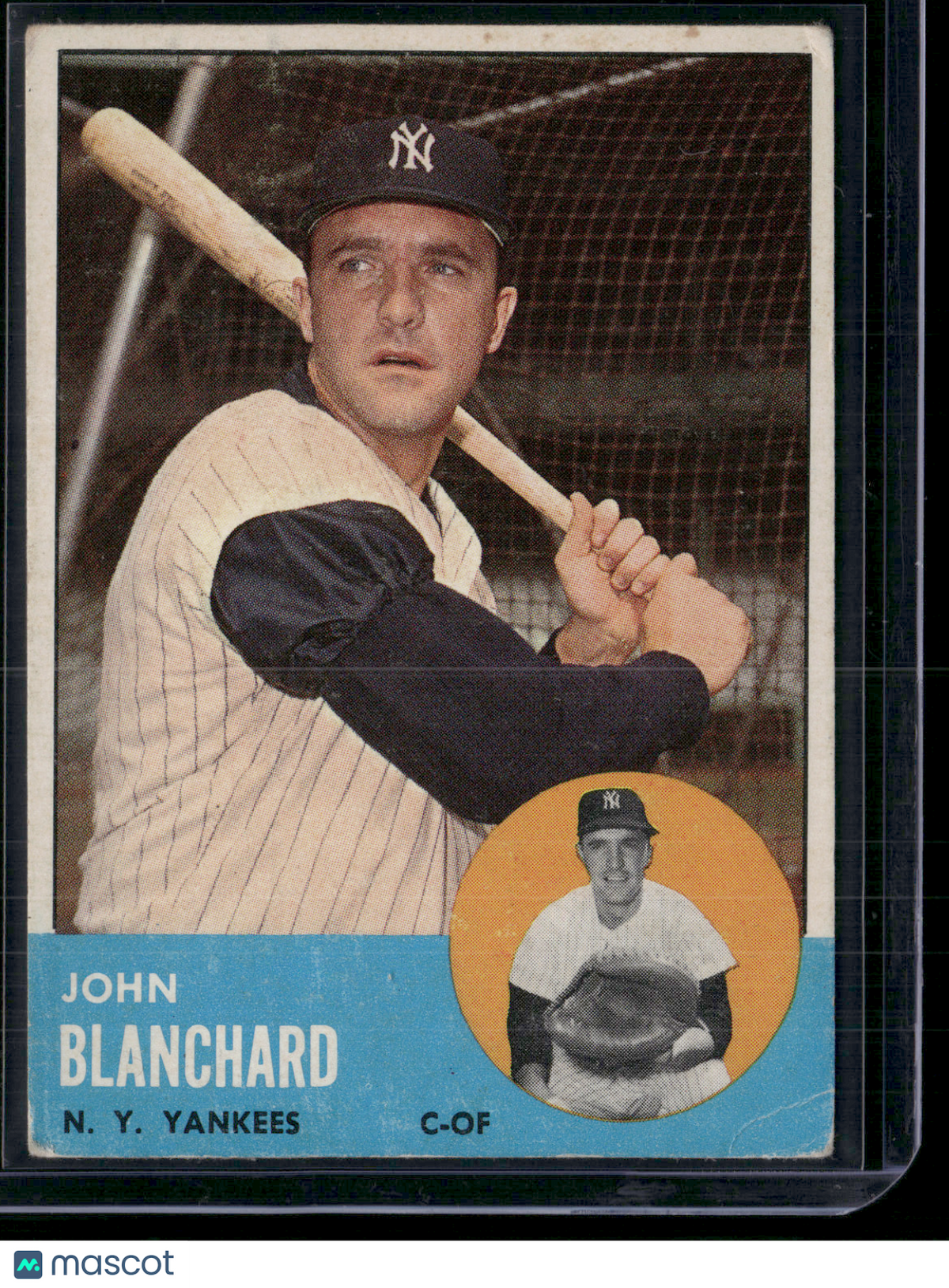 1963 Topps JOHN BLANCHARD #555 Corner Crease (VG)