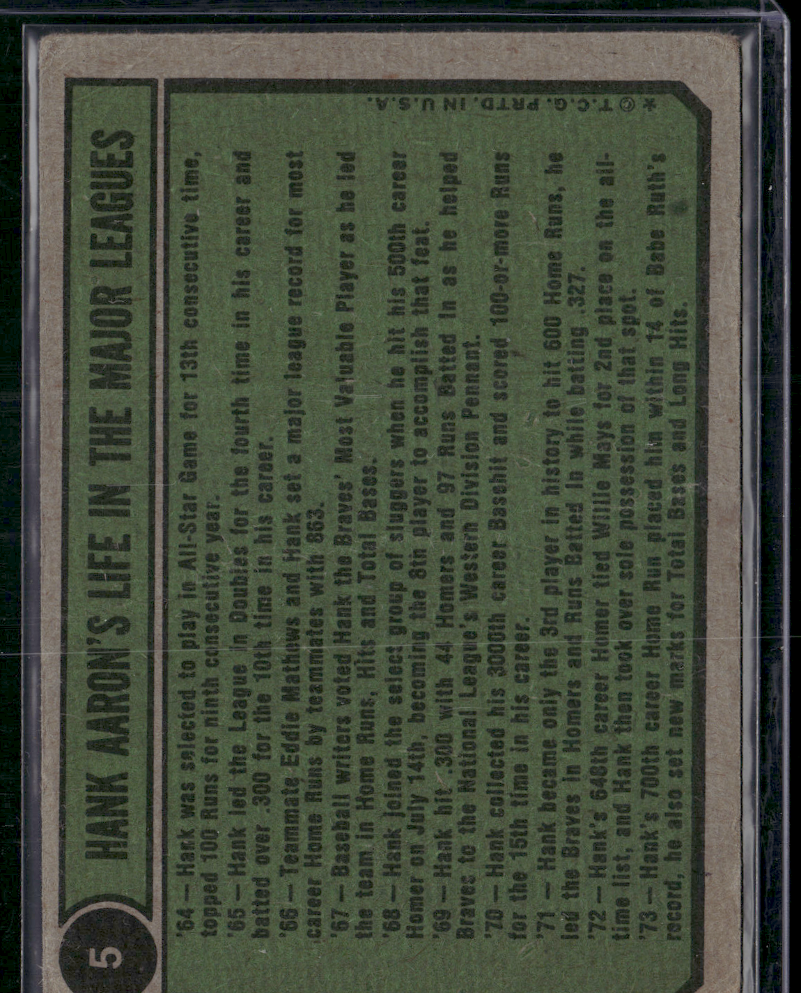 1974 Topps HANK AARON SPECIAL #5 Crease (Good)