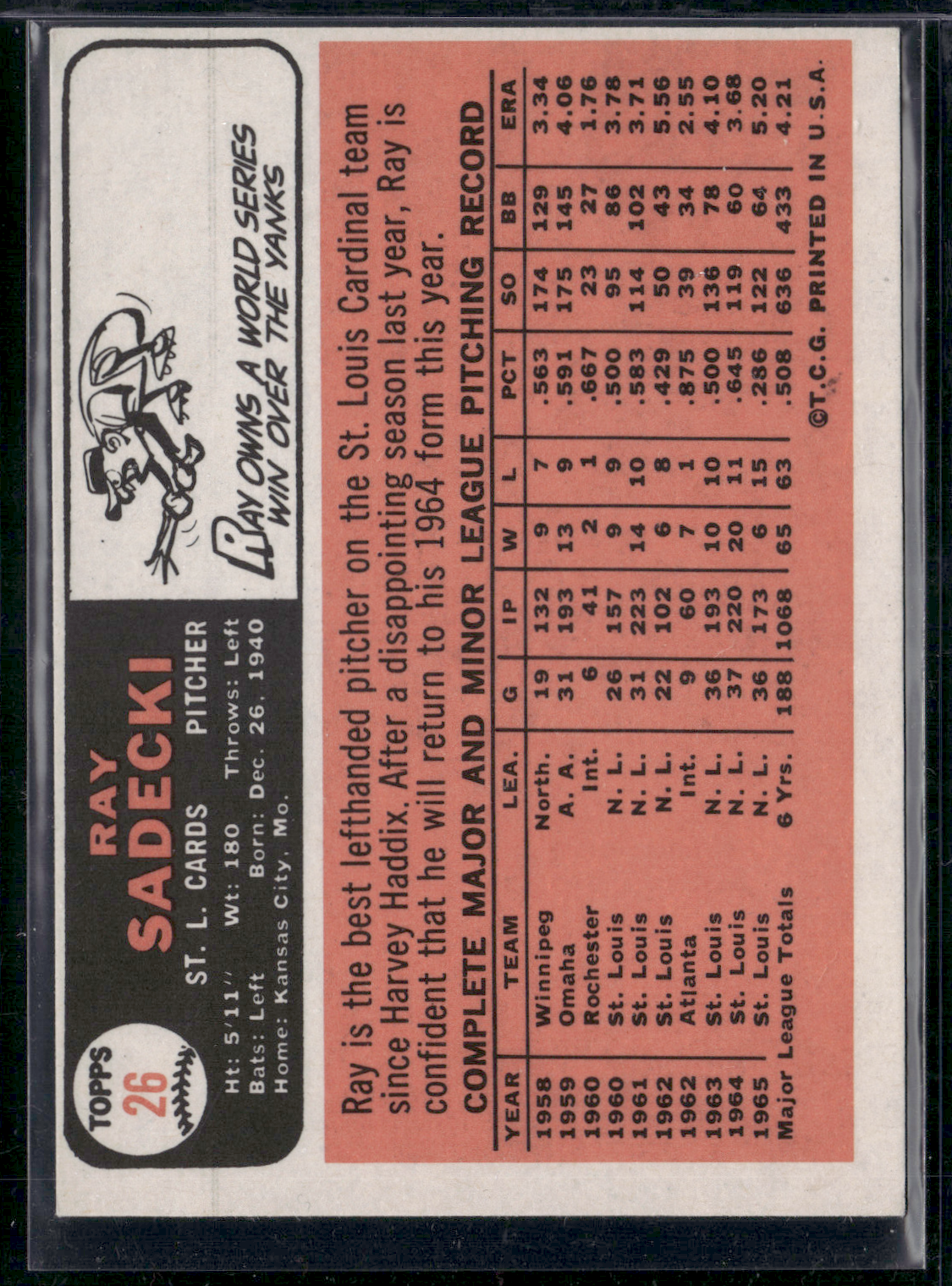 1966 Topps RAY SADECKI #26
