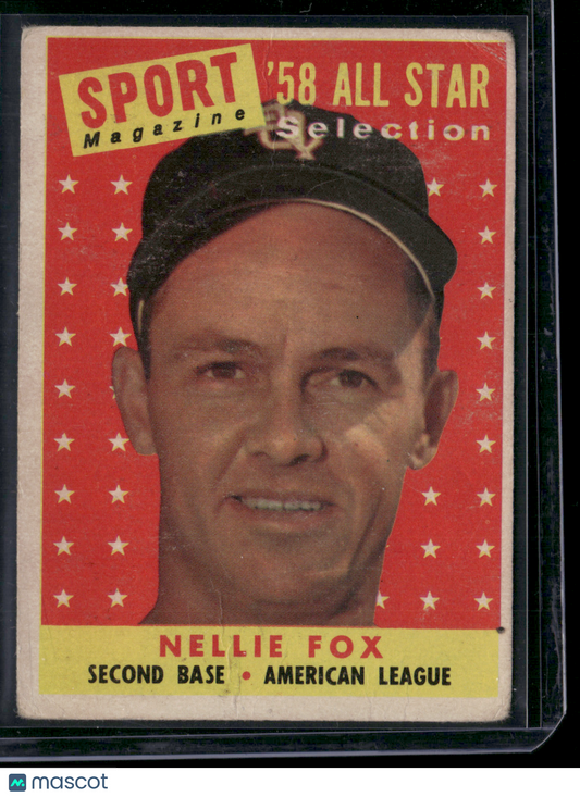 1958 Topps NELLIE FOX #479 All Star Stain on back Wrinkles (Good)