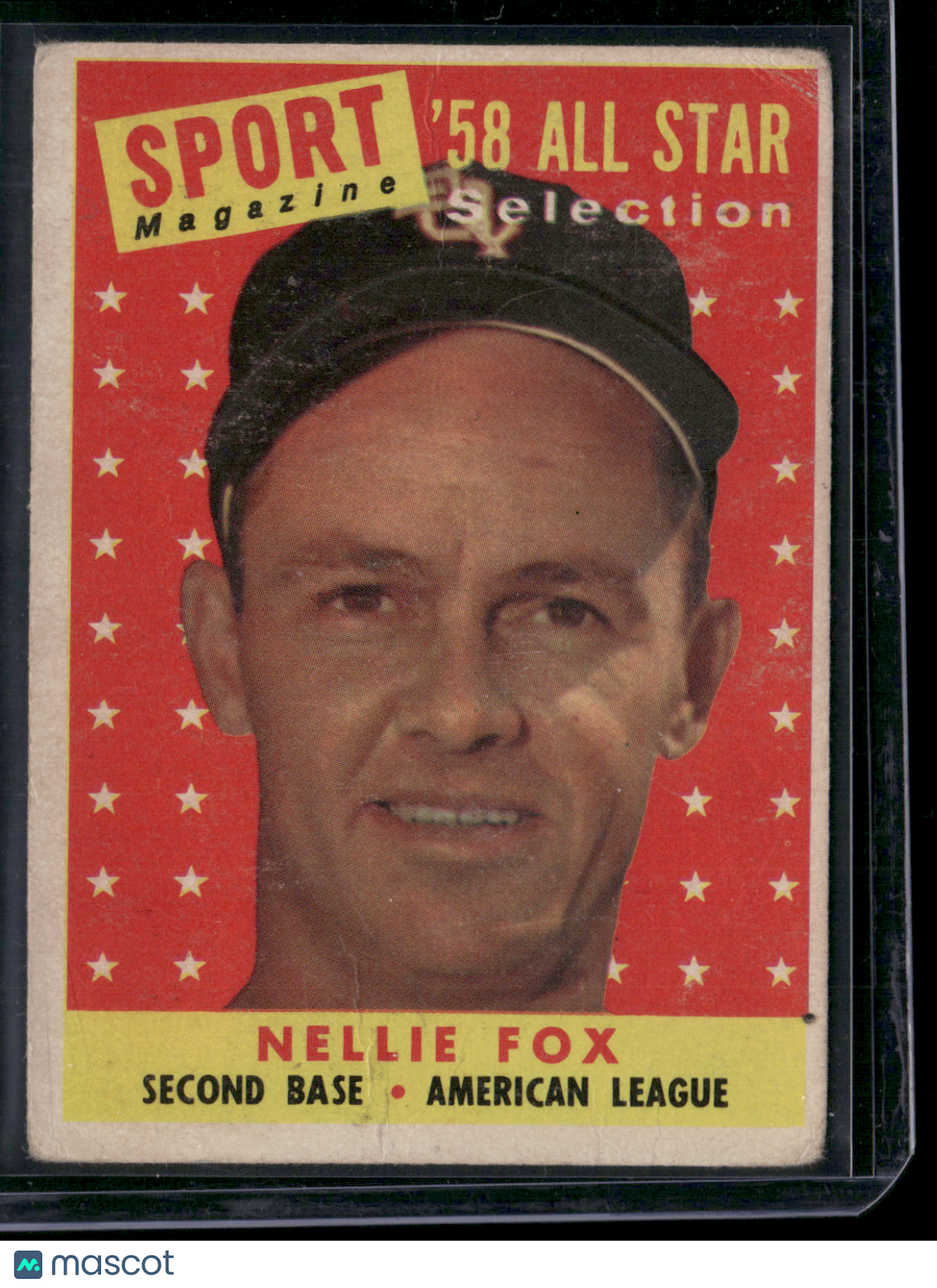 1958 Topps NELLIE FOX #479 All Star Stain on back Wrinkles (Good)