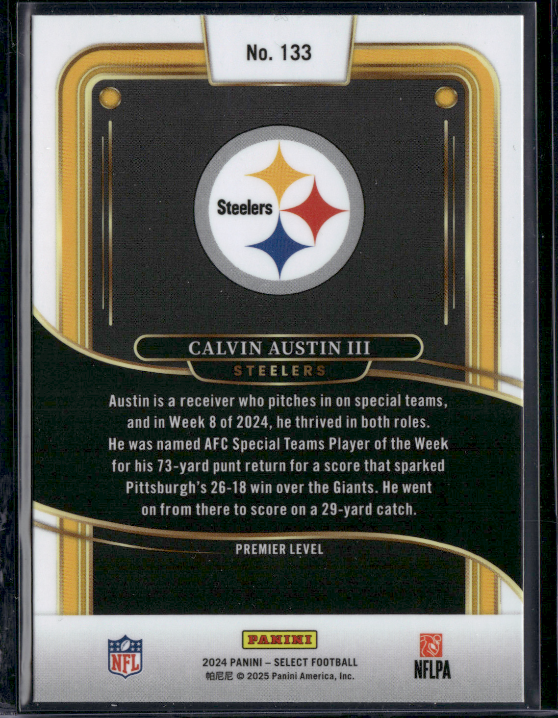 2024 Panini Select CALVIN AUSTIN III #133 Premier Level
