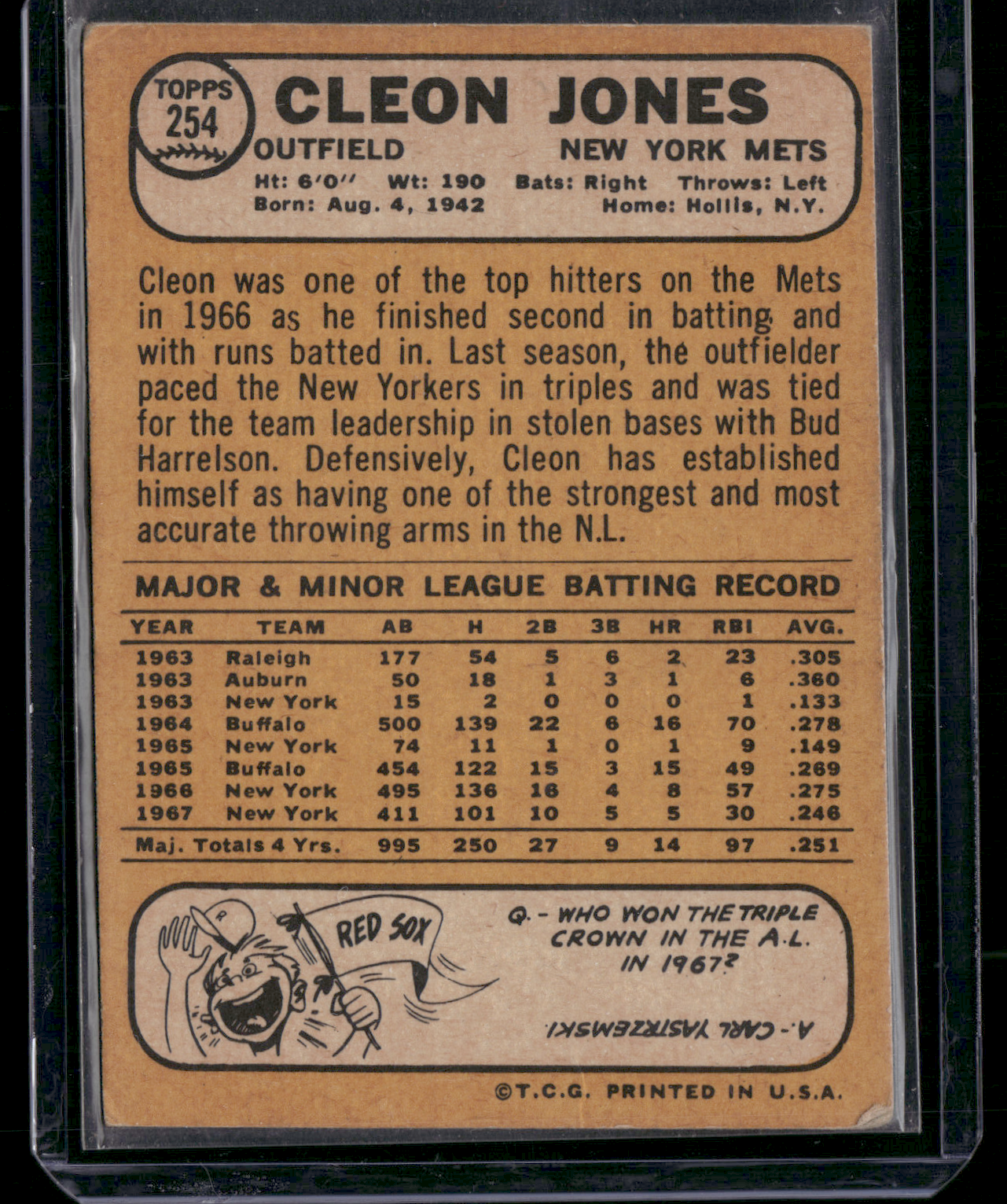 1968 Topps CLEON JONES #254