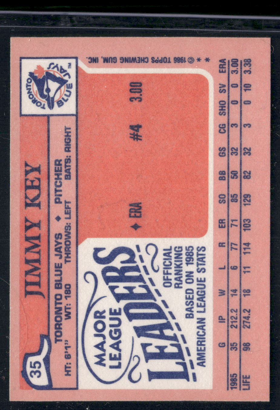 1986 Mini JIMMY KEY #35 (EX/MT-NM)