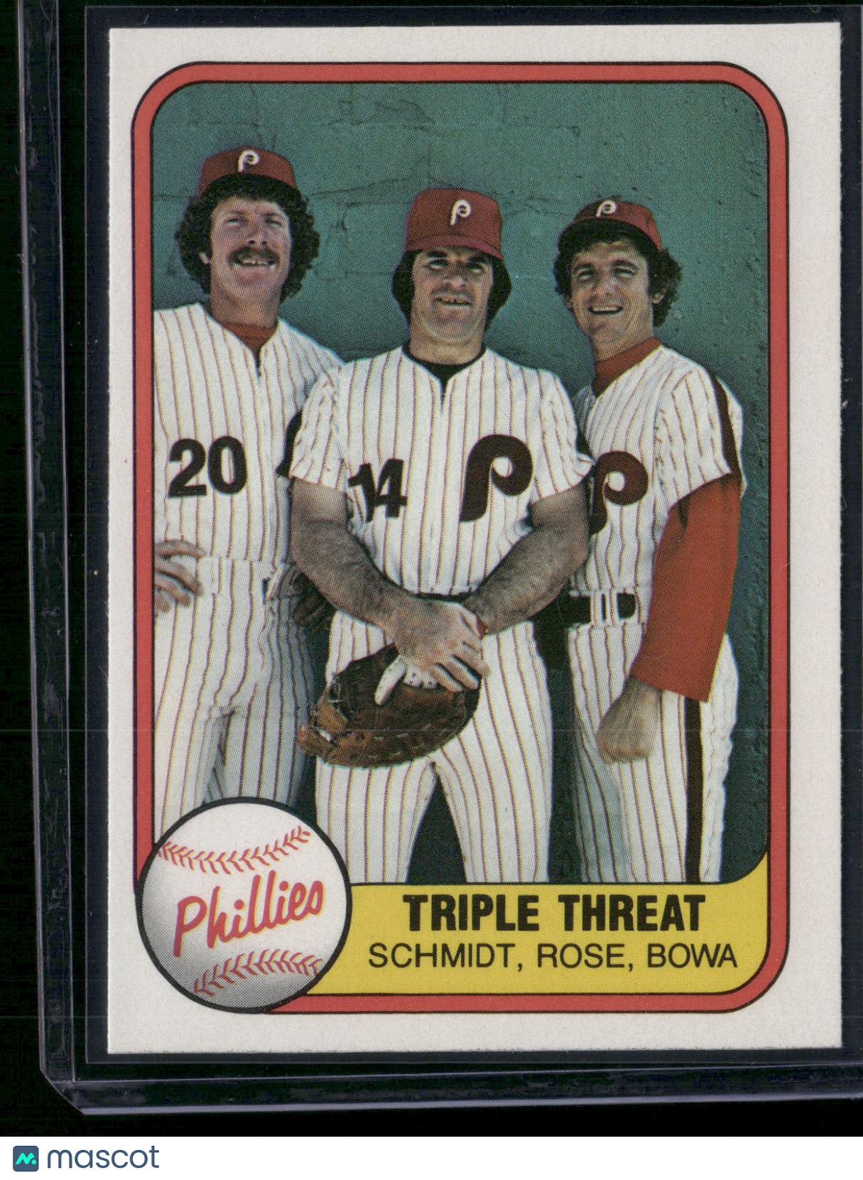 1981 Fleer MIKE SCHMIDT/PETE ROSE/LARRY BOWA #645 Triple Threat (EX/MT)