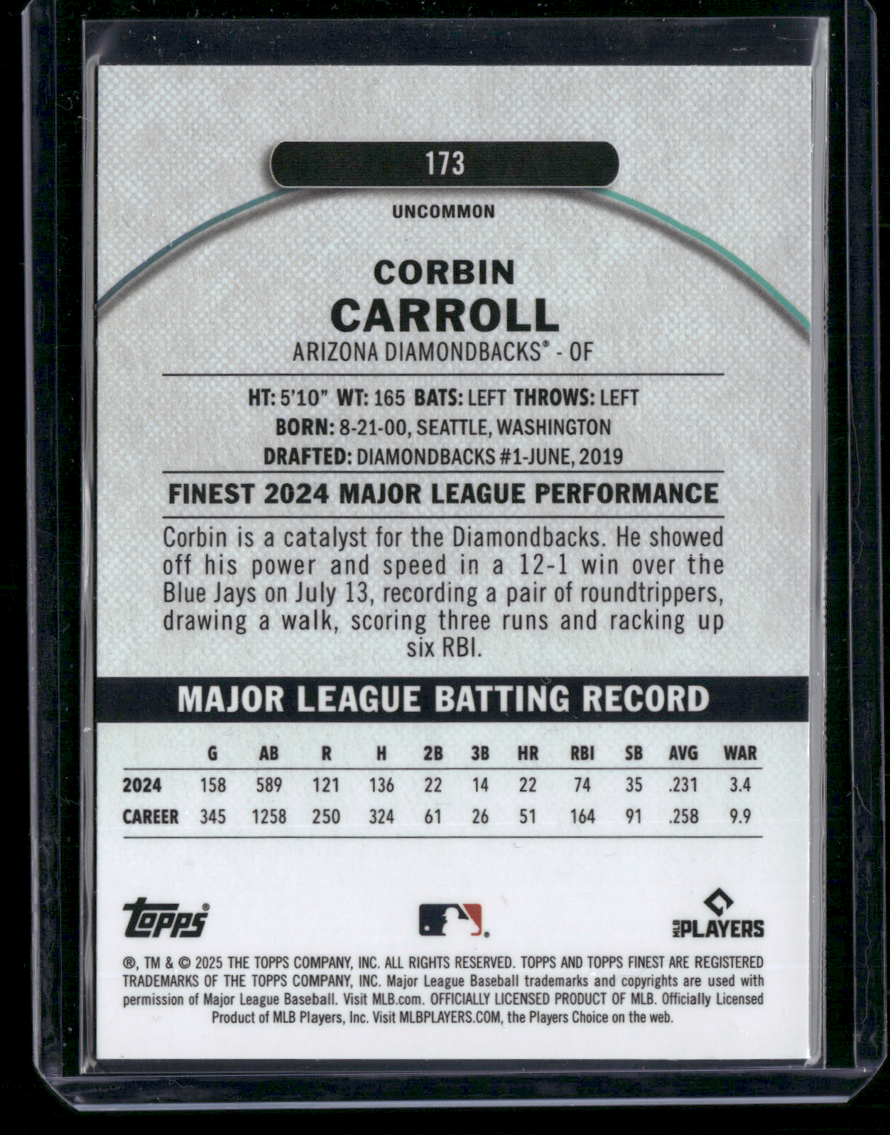 2025 Finest CORBIN CARROLL #173 Uncommon