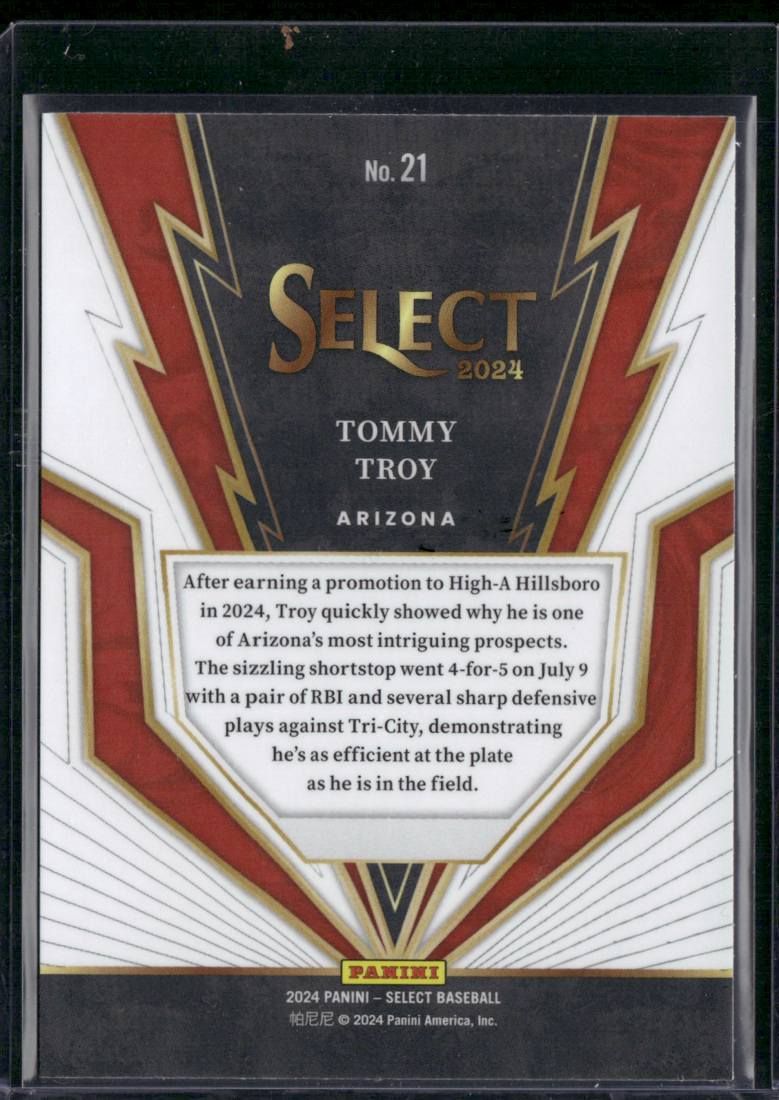 2024 Select Baseball TOMMY TROY #21 Turbo Charged