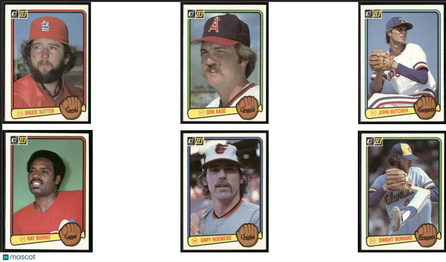 1983 Donruss 6 - CARDLOT Bruce Sutter/Dwight Bernard (NM)