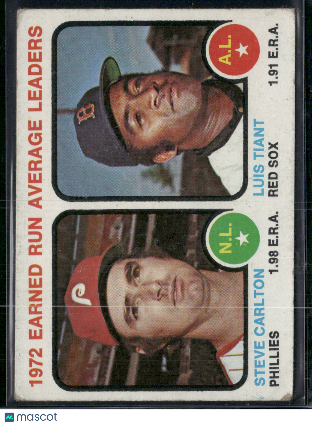 1973 Topps STEVE CARLTON/LUIS TIANT #65 1972 ERA Leaders (VG)
