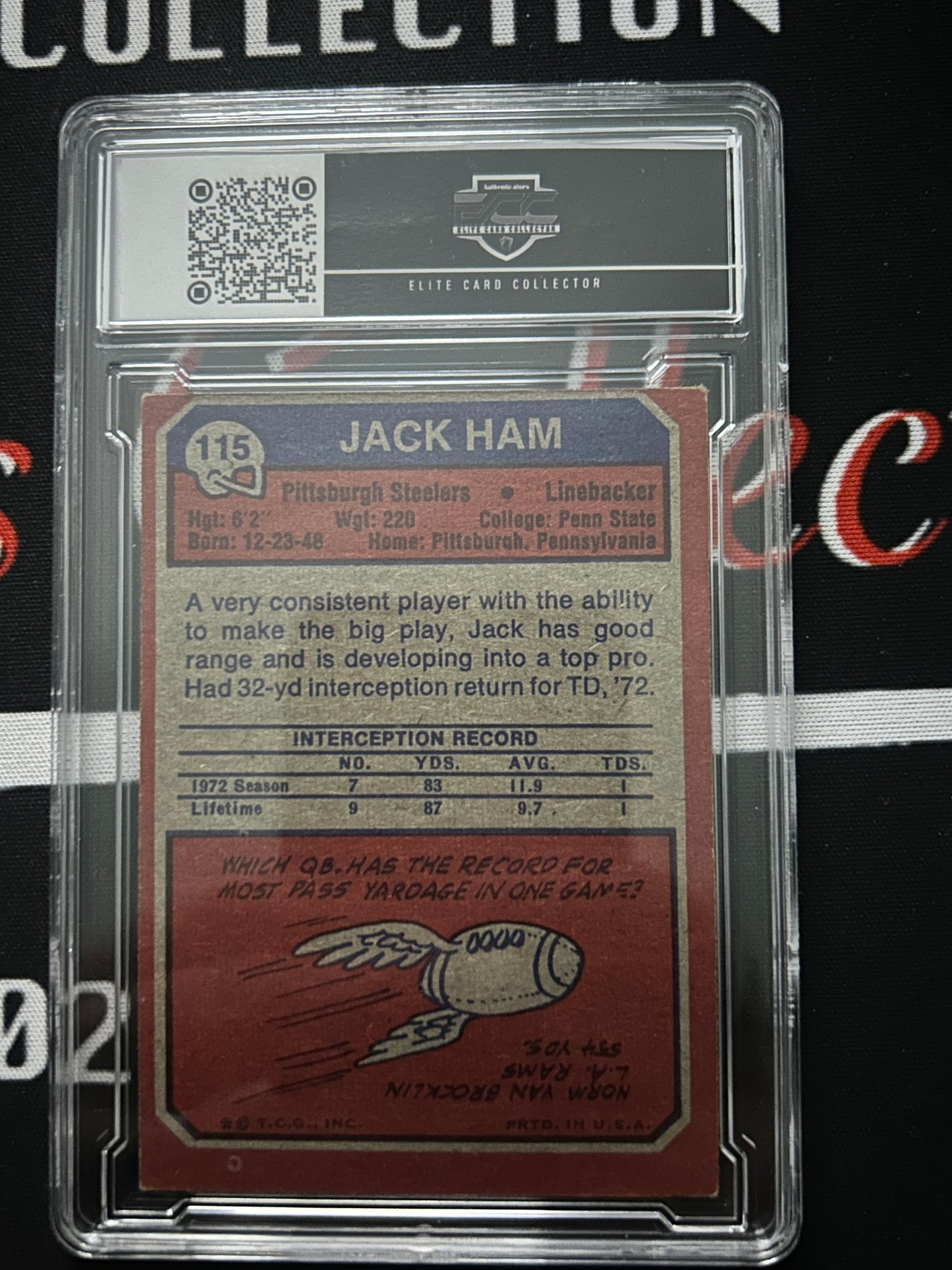 1973 Topps Jack Ham #115 Elite Card Collectors 4