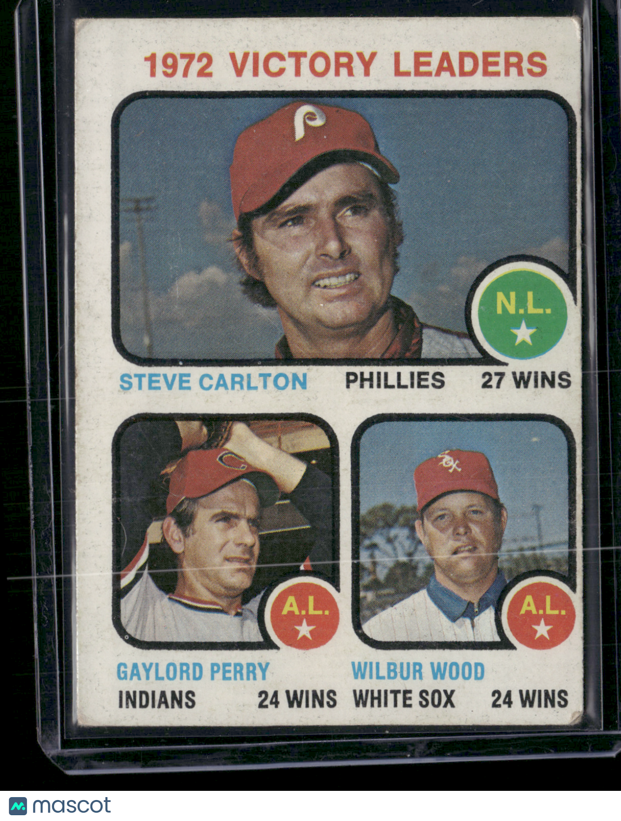 1973 Topps STEVE CARLTON/GAYLORD PERRY/WOOD #66 1972 Victory Leaders (VG-VG/EX)