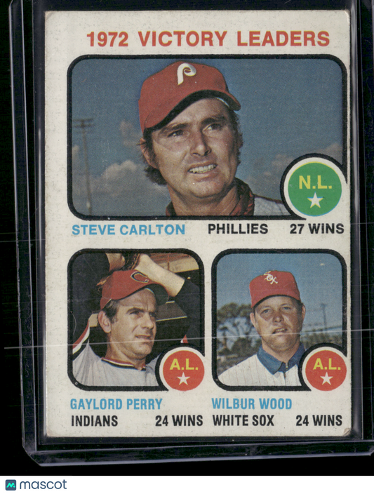 1973 Topps STEVE CARLTON/GAYLORD PERRY/WOOD #66 1972 Victory Leaders (VG-VG/EX)