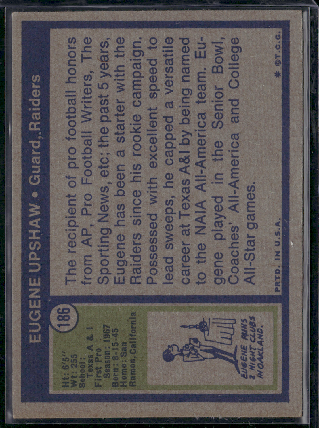 1974 Topps EUGENE UPSHAW #186