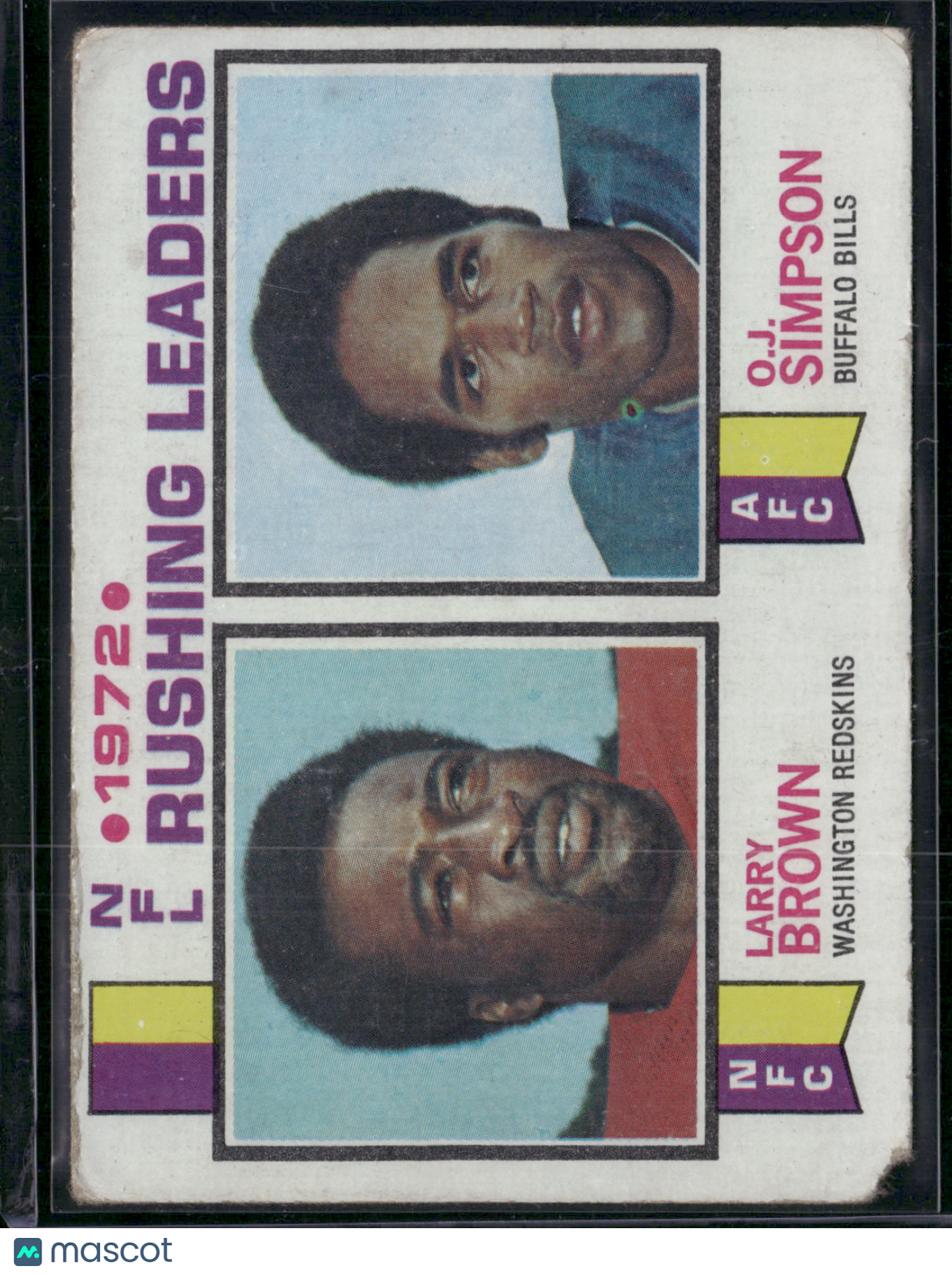 1973 Topps O.J. SIMPSON/LARRY BROWN#1 1972 NFL Rushing Leaders Stainonback(Good)