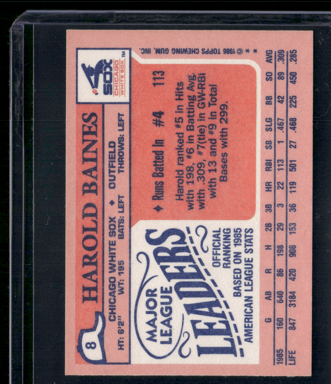 1986 Mini HAROLD BAINES #8 (NM)