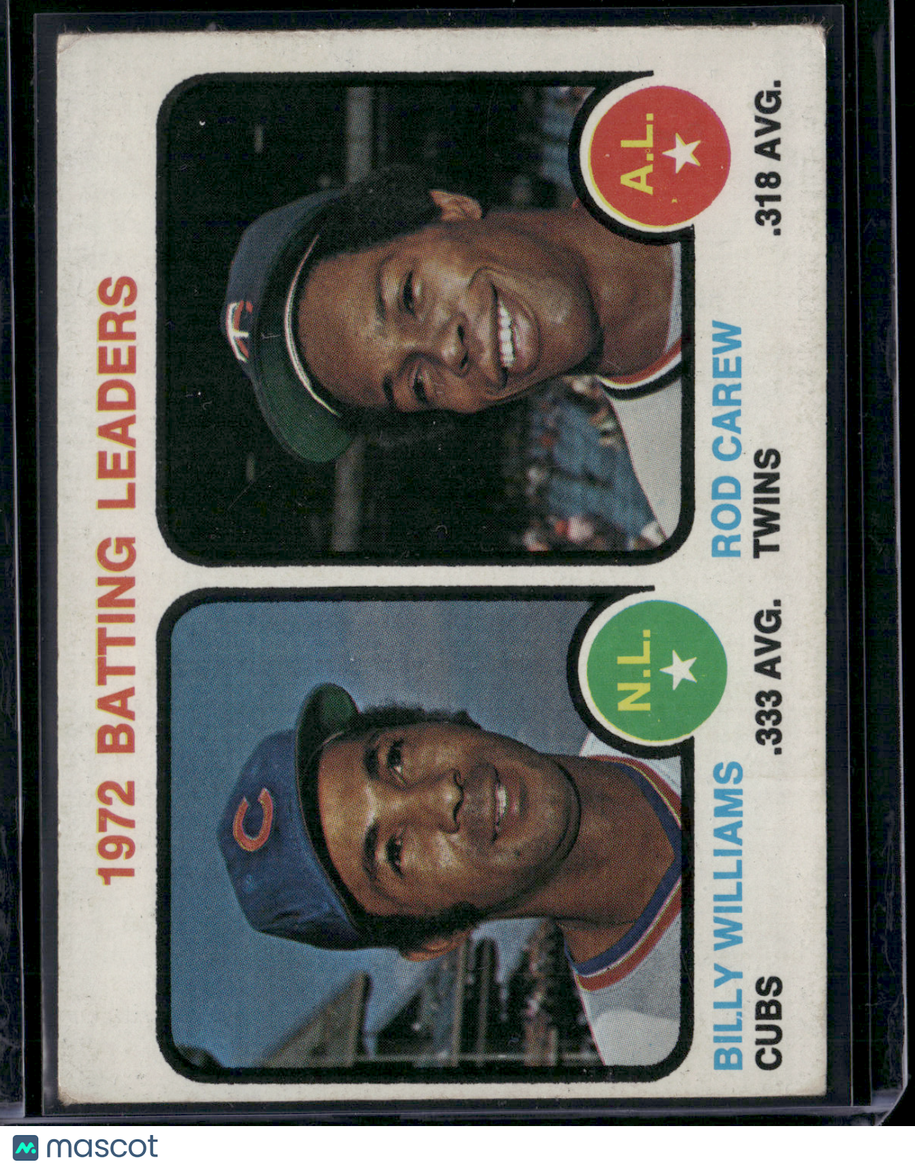 1973 Topps BILLY WILLIAMS/ROD CAREW #61 1972 Batting Leaders (VG)