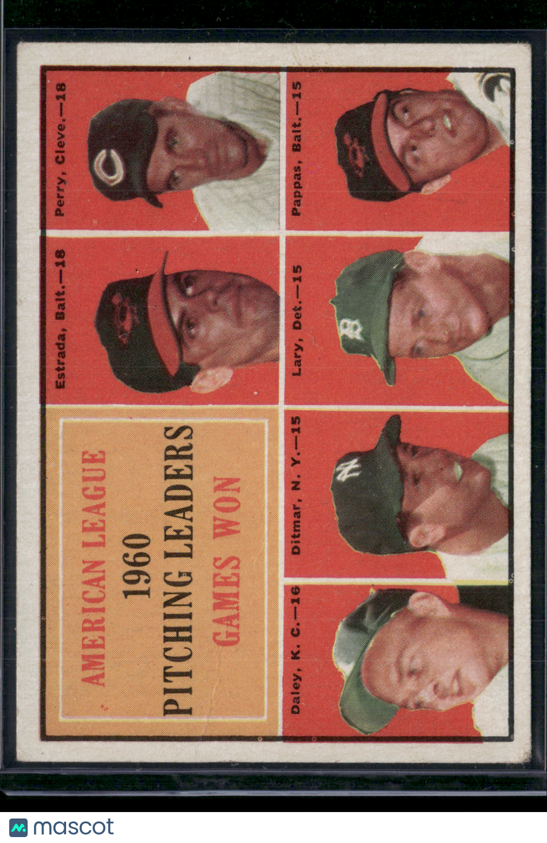 1961 Topps ESTRADA/PERRY/DALEY/DITMAR/LARY #48 1960 AL Pitching Leaders(VG/EX)