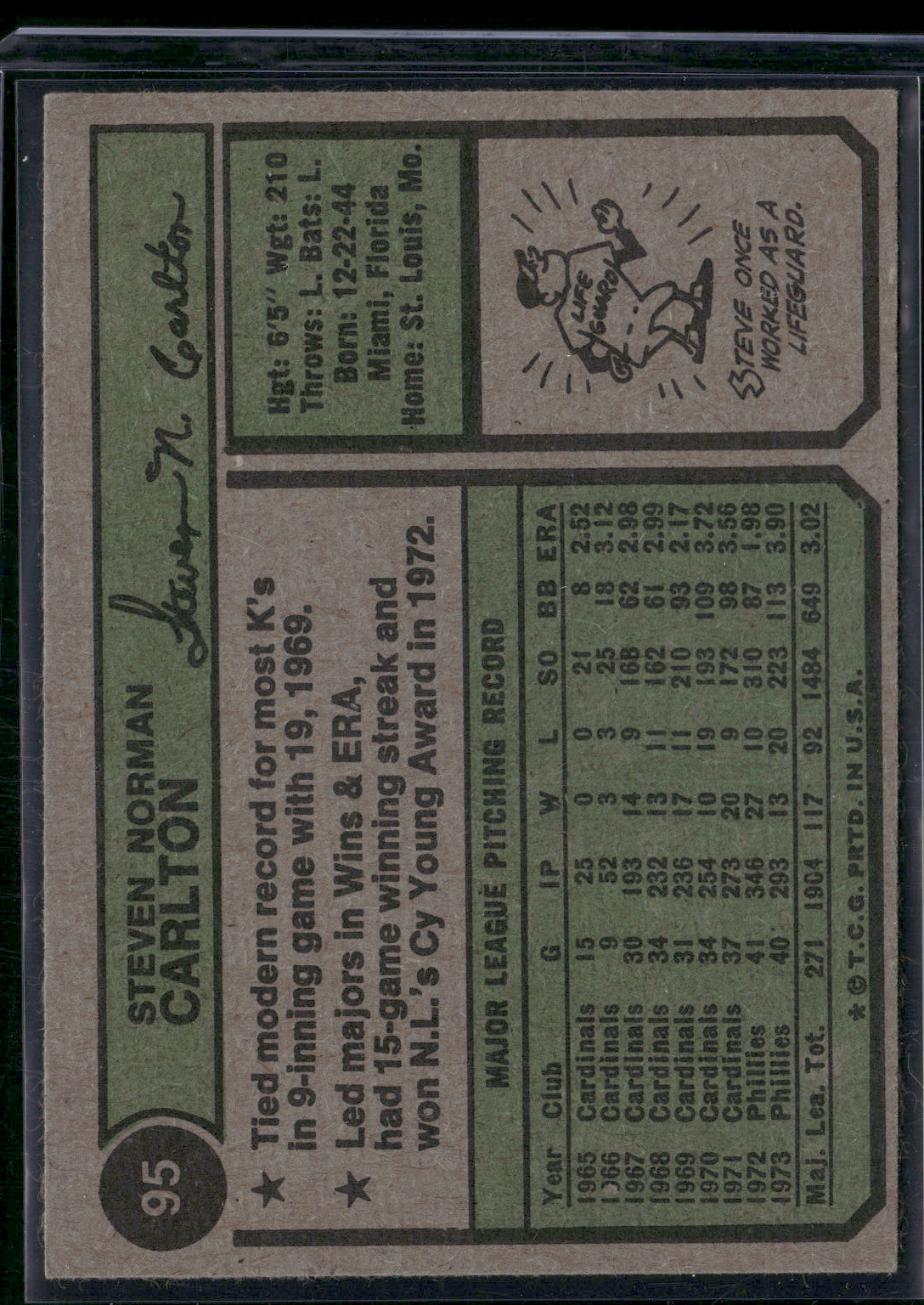 1974 Topps STEVE CARLTON #95 (EX)