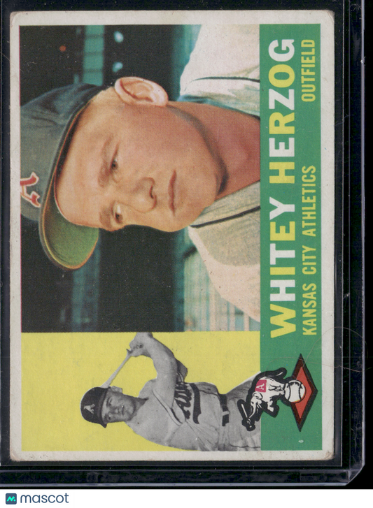 1960 Topps WHITEY HERZOG #92 Light Wrinkles (Good)