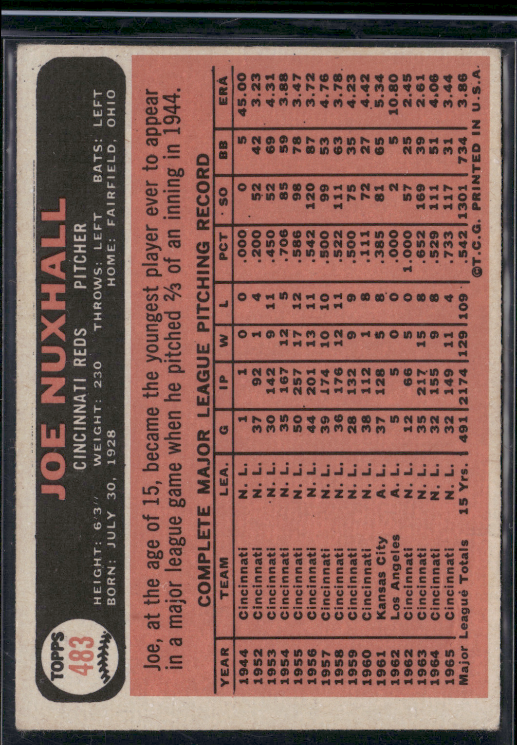 1966 Topps JOE NUXHALL #483