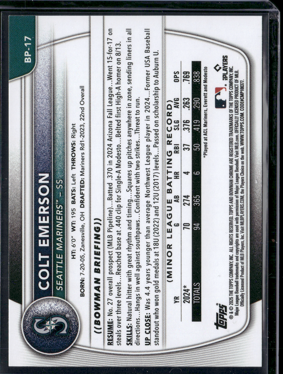 2025 Bowman COLT EMERSON #BP-17