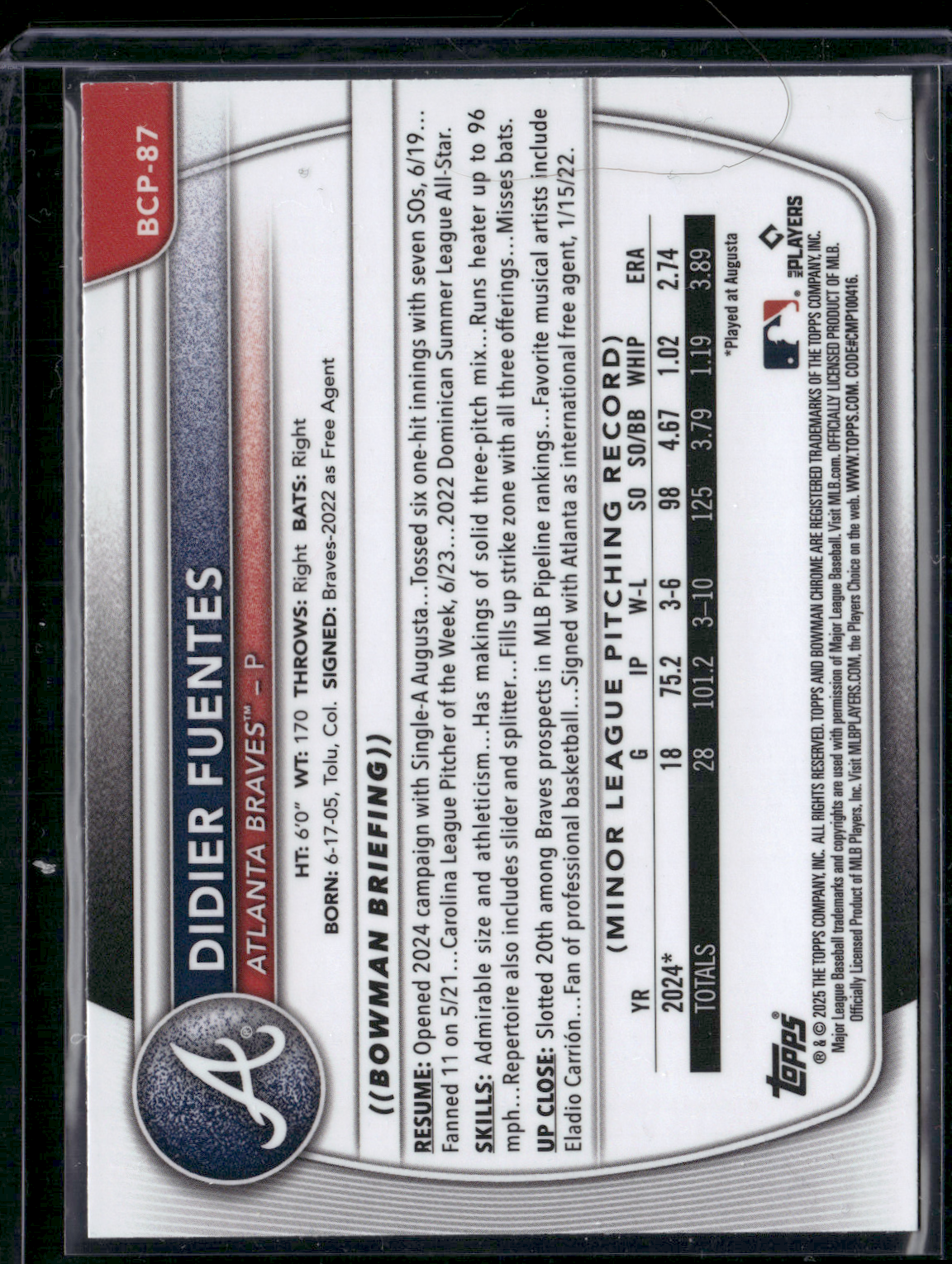 2025 Bowman DIDIER FUENTES #BCP-87 Chrome 1st Bowman