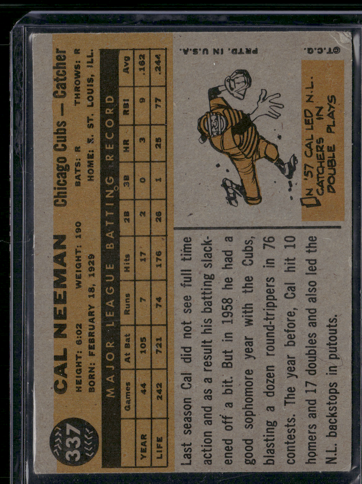 1960 Topps CAL NEEMAN #337 (VG)
