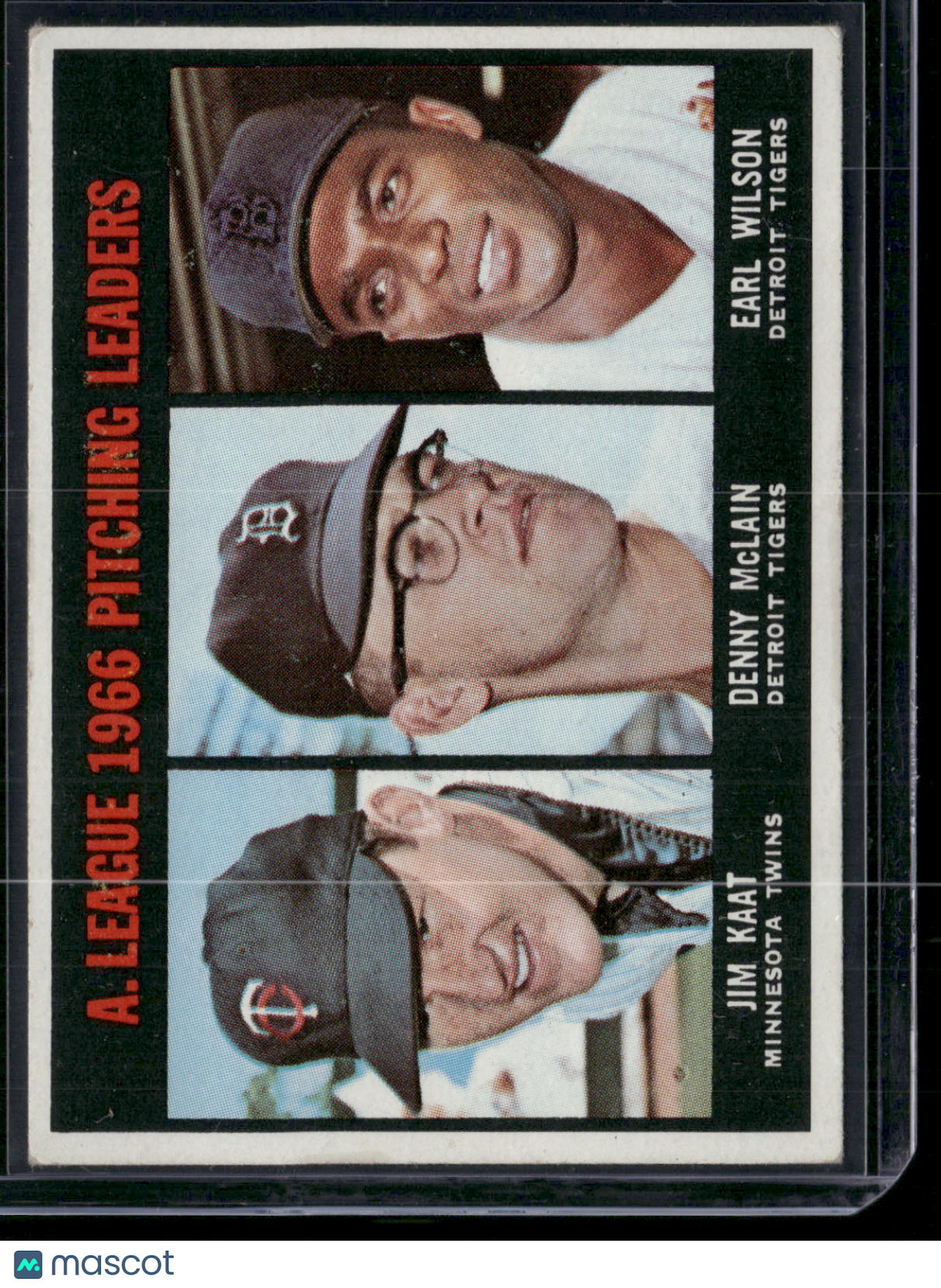 1967 Topps JIM KAAT/DENNY MCLAIN/WILSON #235 1966 AL Pitching Leaders (VG-VG/EX)