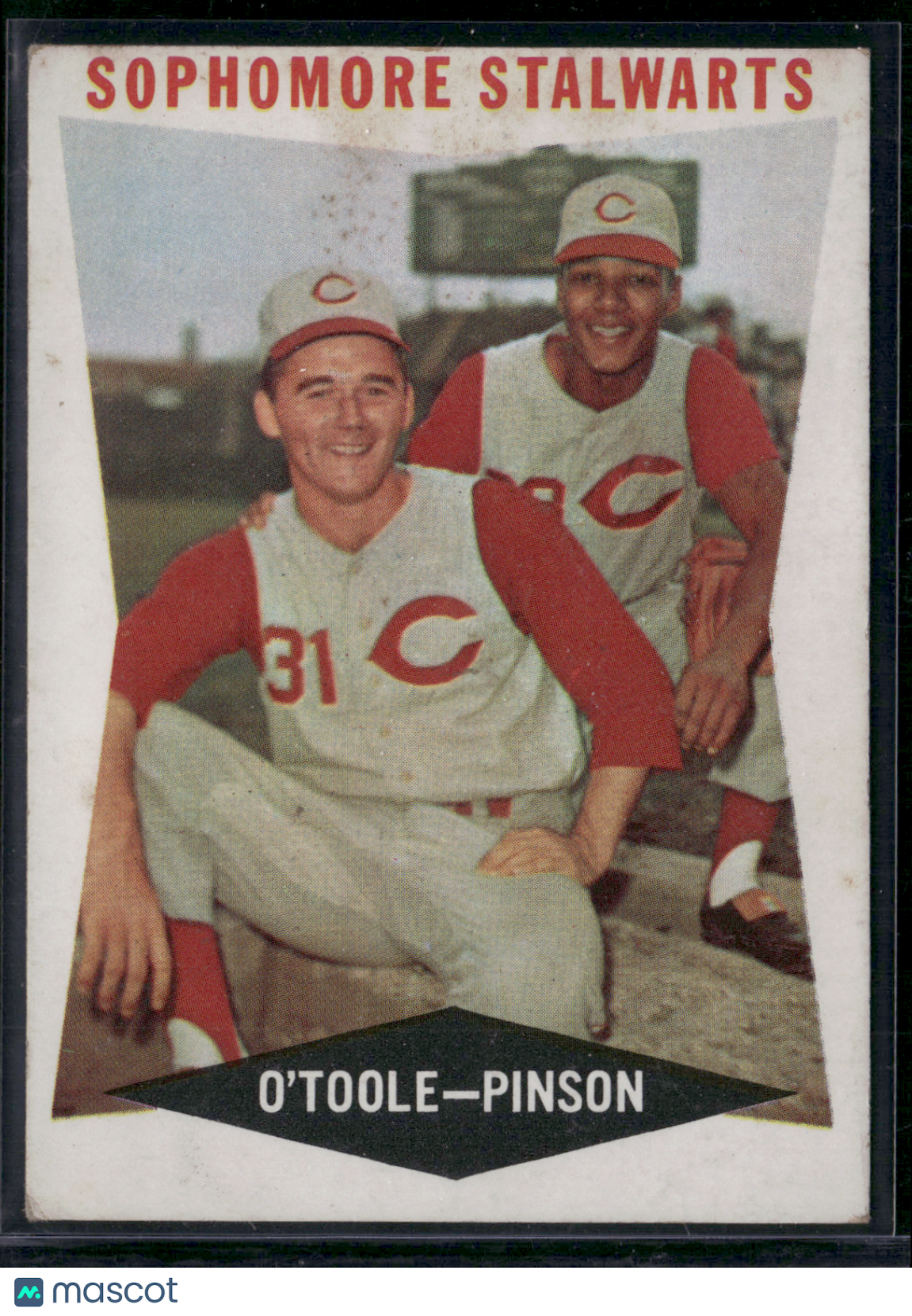 1960 Topps JIM O'TOOLE/VADA PINSON #32 Sophomore Stalwars Staining (Good)