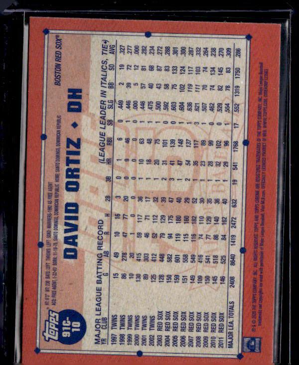 2026 Topps Series 1 DAVID ORTIZ #91C-10 1991 Topps Mojo