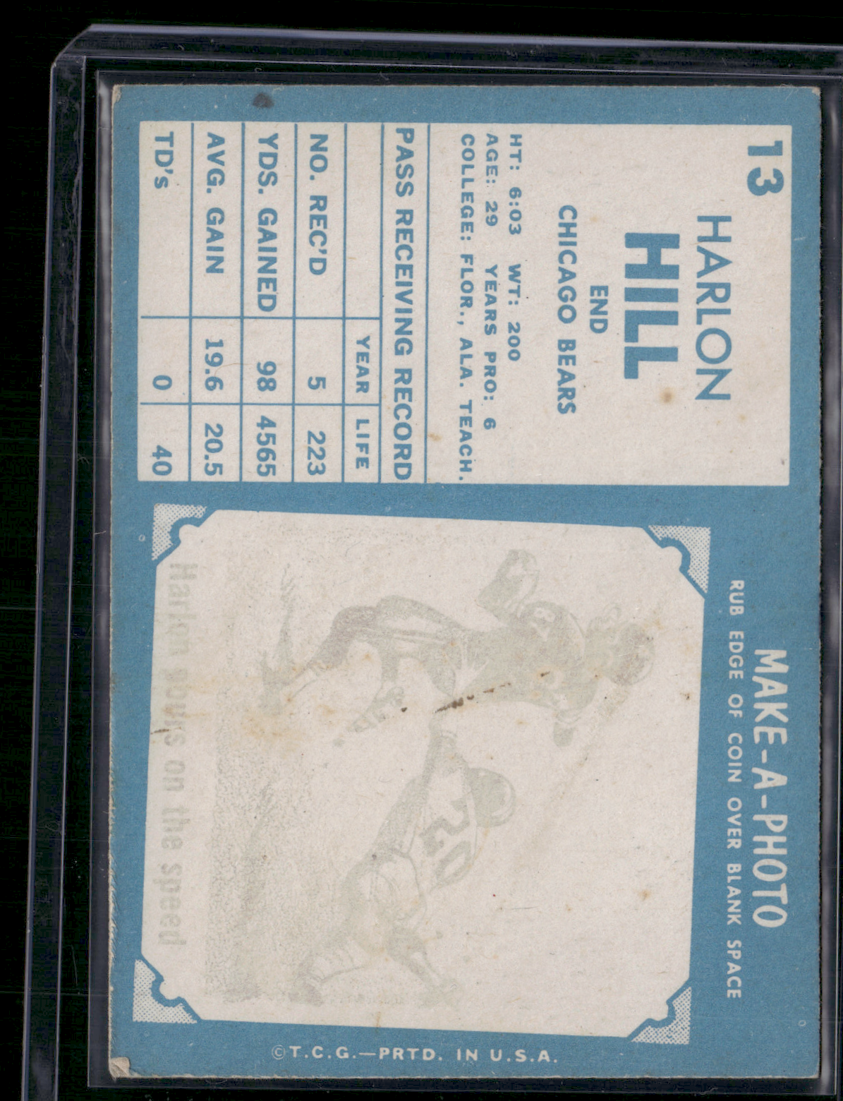 1961 Topps HARLON HILL #13 (VG)