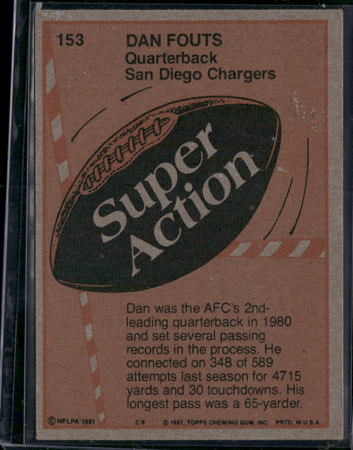 1981 Topps DAN FOUTS #153 Super Action (VG/EX)
